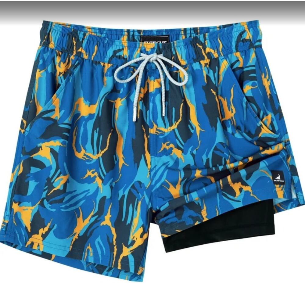 SURF CUZ Men's Quick Dry Board Shorts with Pockets & Mesh Lining - Size‎ 3XL
